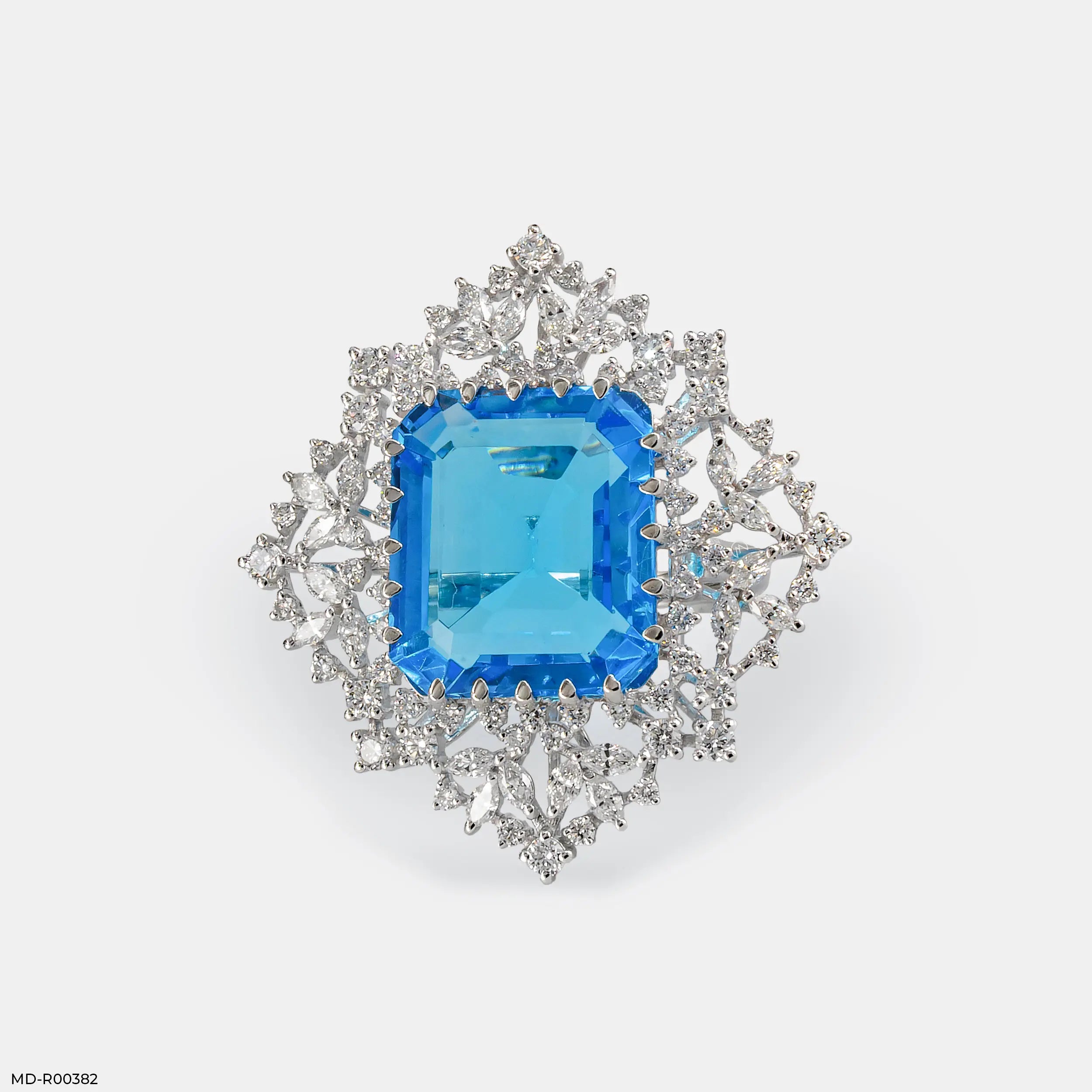 Glacial Floral Blue Diamond Rings 9K Rose Gold