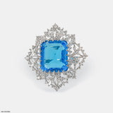 Glacial Floral Blue Diamond Rings 9K Yellow Gold