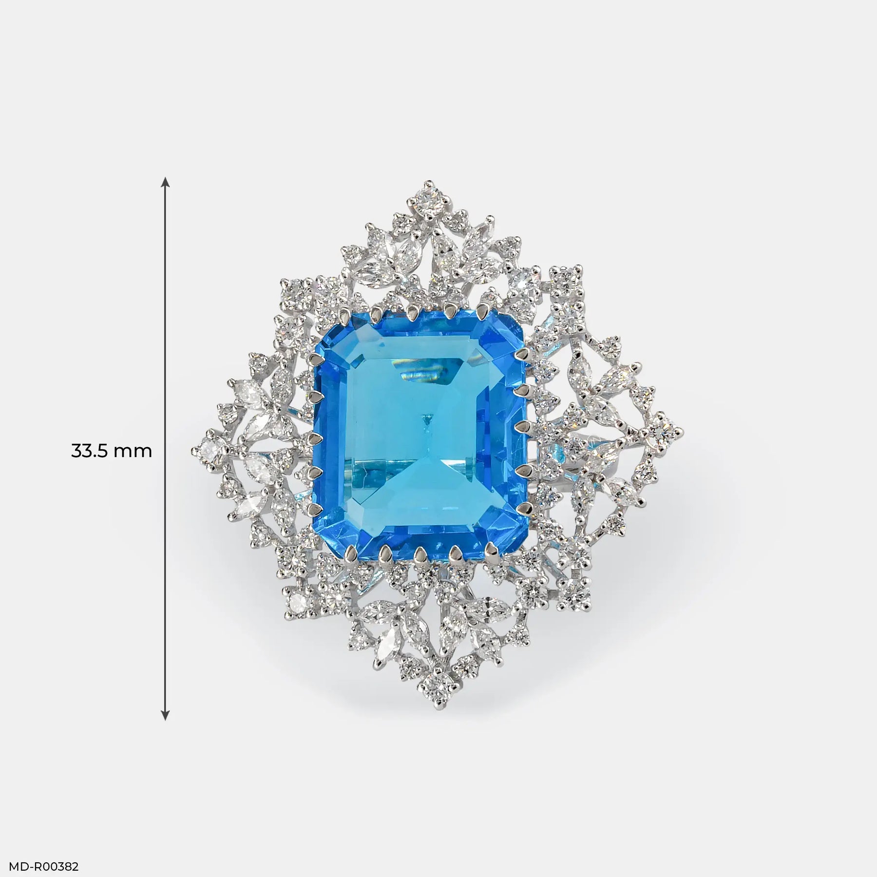 Glacial Floral Blue Diamond Rings 9K Yellow Gold