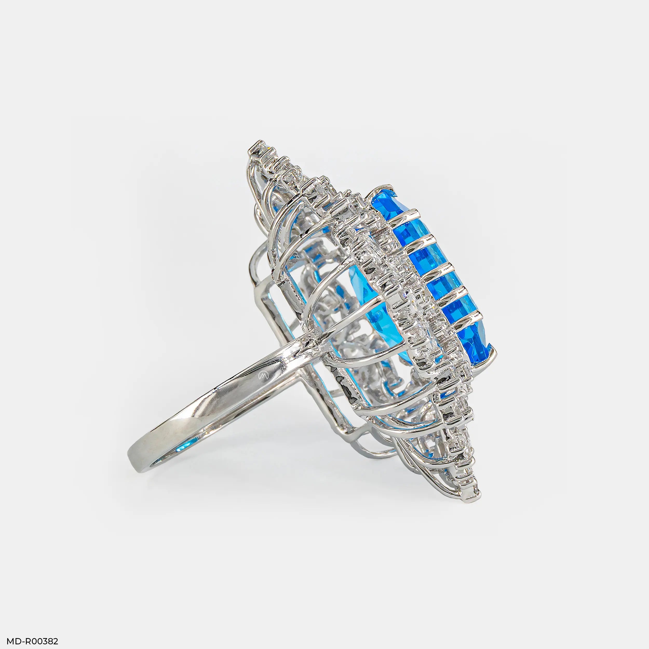 Glacial Floral Blue Diamond Rings 9K Rose Gold