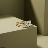 1.5 Carat Royal Cluster Lab Diamond Band Ring 9K Yellow Gold