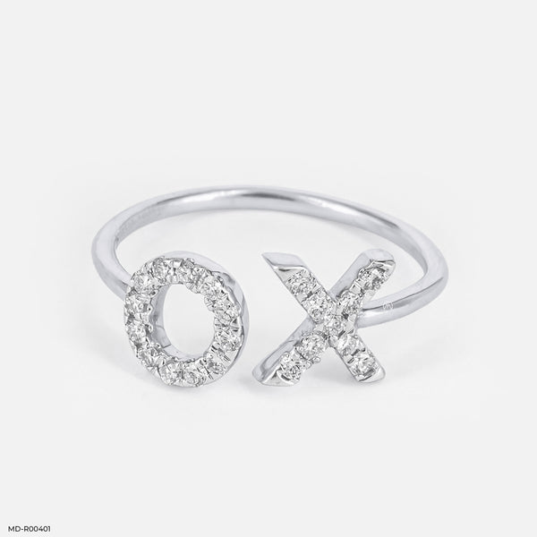 XO Diamond Ring 14K White Gold