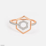 0.25 Carat Hexagon Perfection Diamond Ring 14K Rose Gold