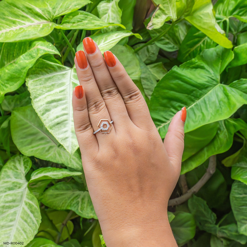 Hexagon Perfection Diamond Rings 14K Rose Gold