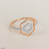 Hexagon Perfection Diamond Rings 14K Rose Gold