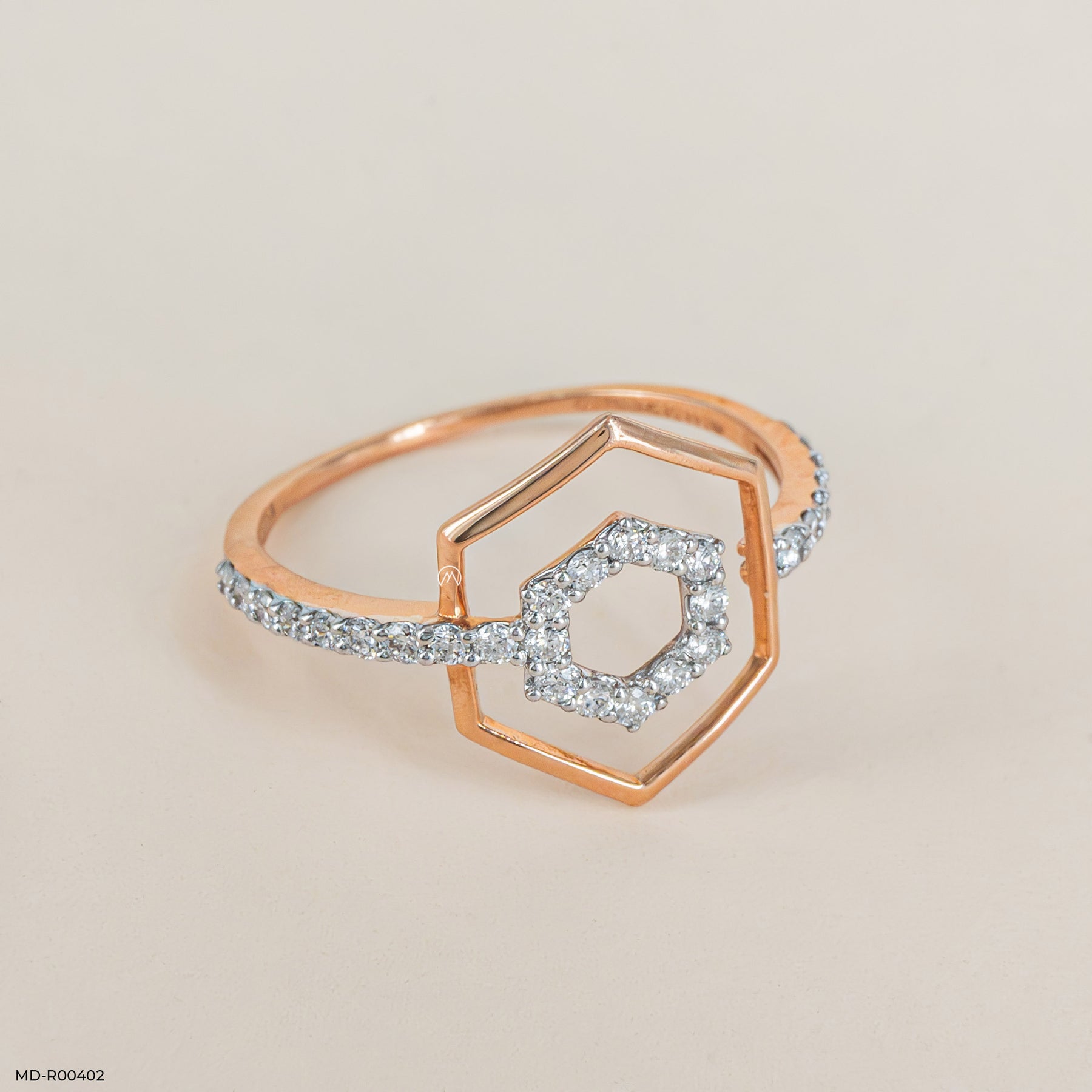0.25 Carat Hexagon Perfection Lab Diamond Rings 14K Rose Gold