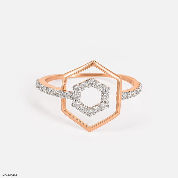 Hexagon Perfection Diamond Rings 14K Rose Gold