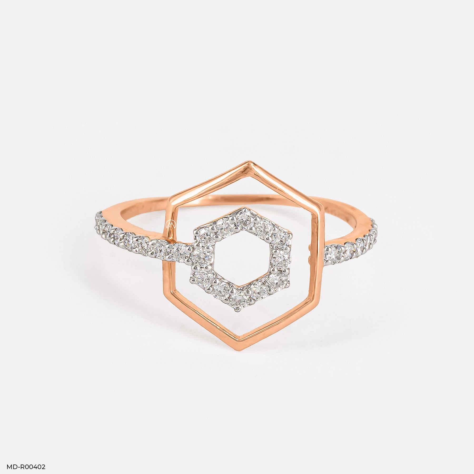 0.25 Carat Hexagon Perfection Lab Diamond Rings 14K Rose Gold