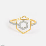 Hexagon Perfection Diamond Rings 14K Rose Gold