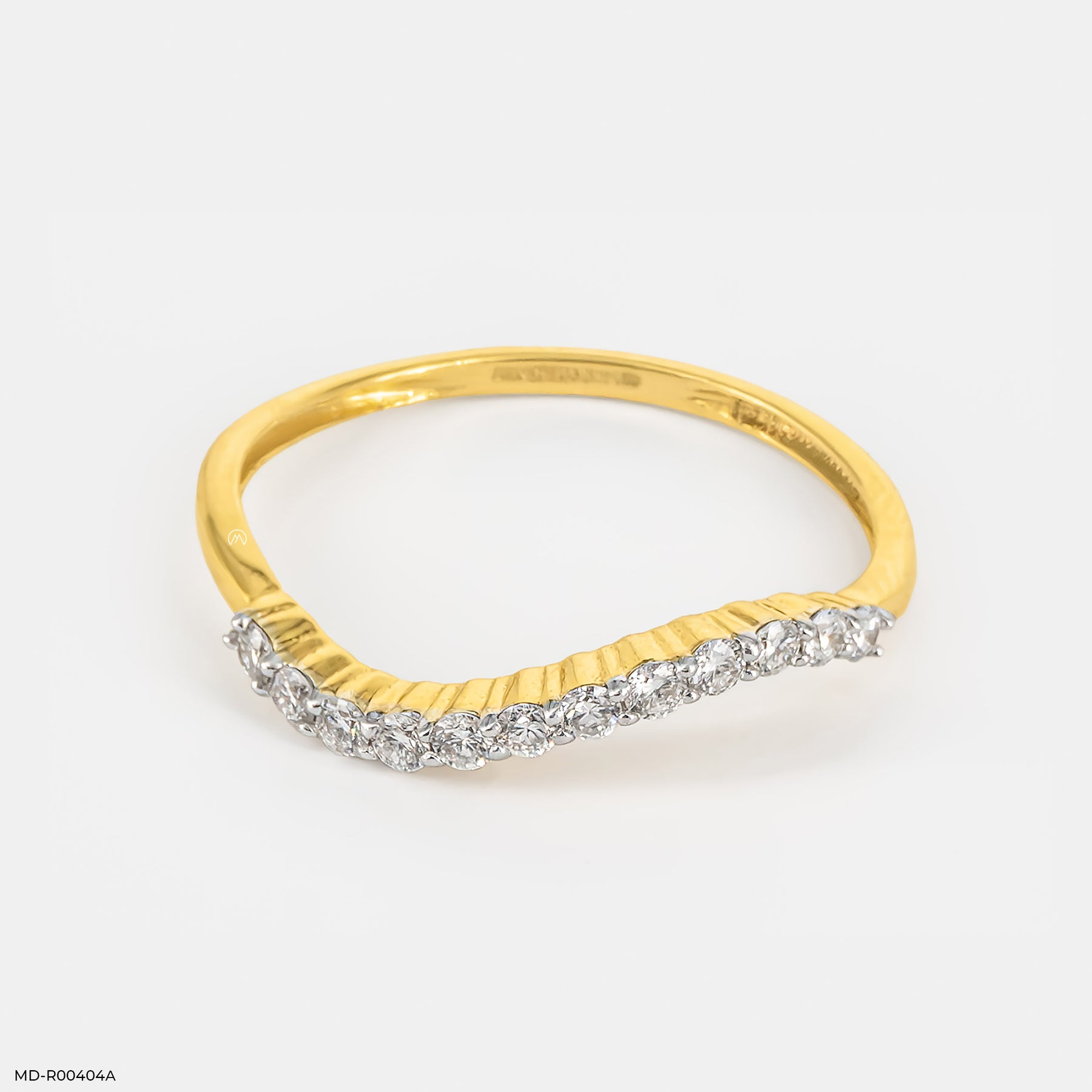 0.20 Carat Serpentine Lab Diamond Band Ring 14K Yellow Gold