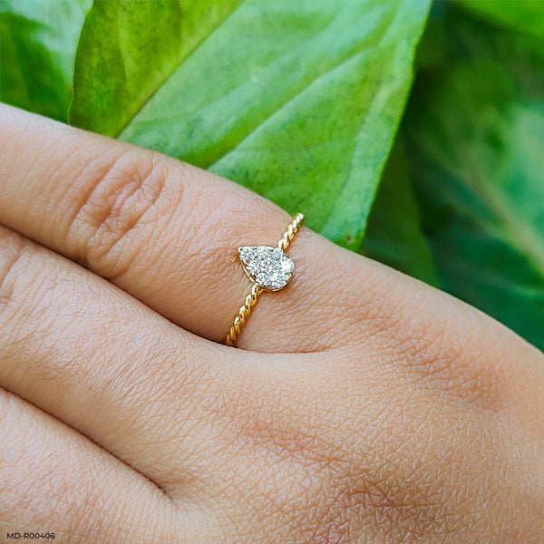 Classy Leaf Everyday Diamond Rings 14K Yellow Gold