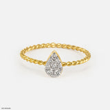 Classy Leaf Everyday Diamond Rings 14K Yellow Gold