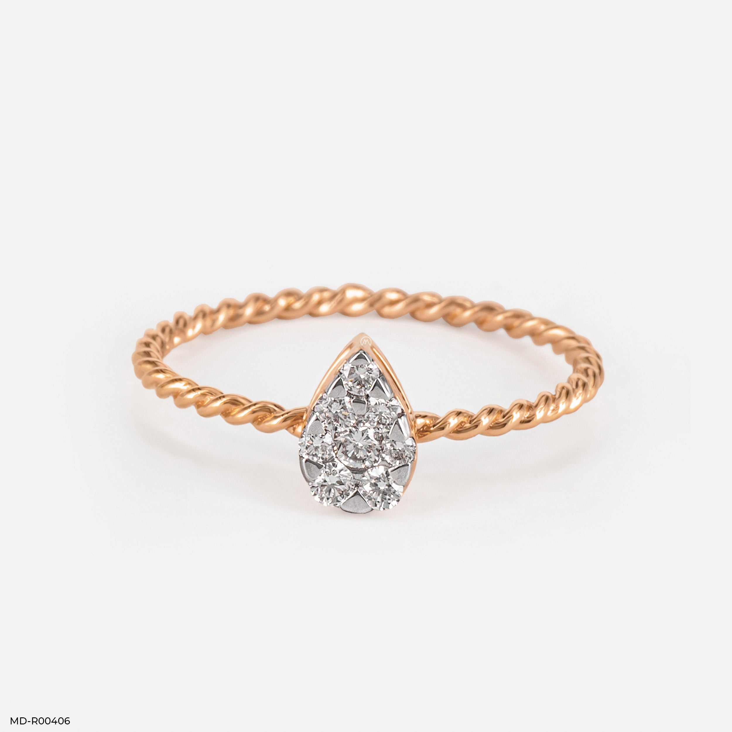 0.15 Carat Classy Leaf Lab Diamond Ring 14K Rose Gold