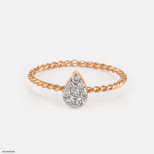 0.15 Carat Classy Leaf Lab Diamond Ring 14K Rose Gold