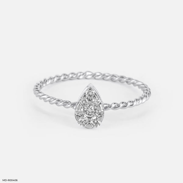 Classy Leaf Everyday Diamond Ring 14K White Gold