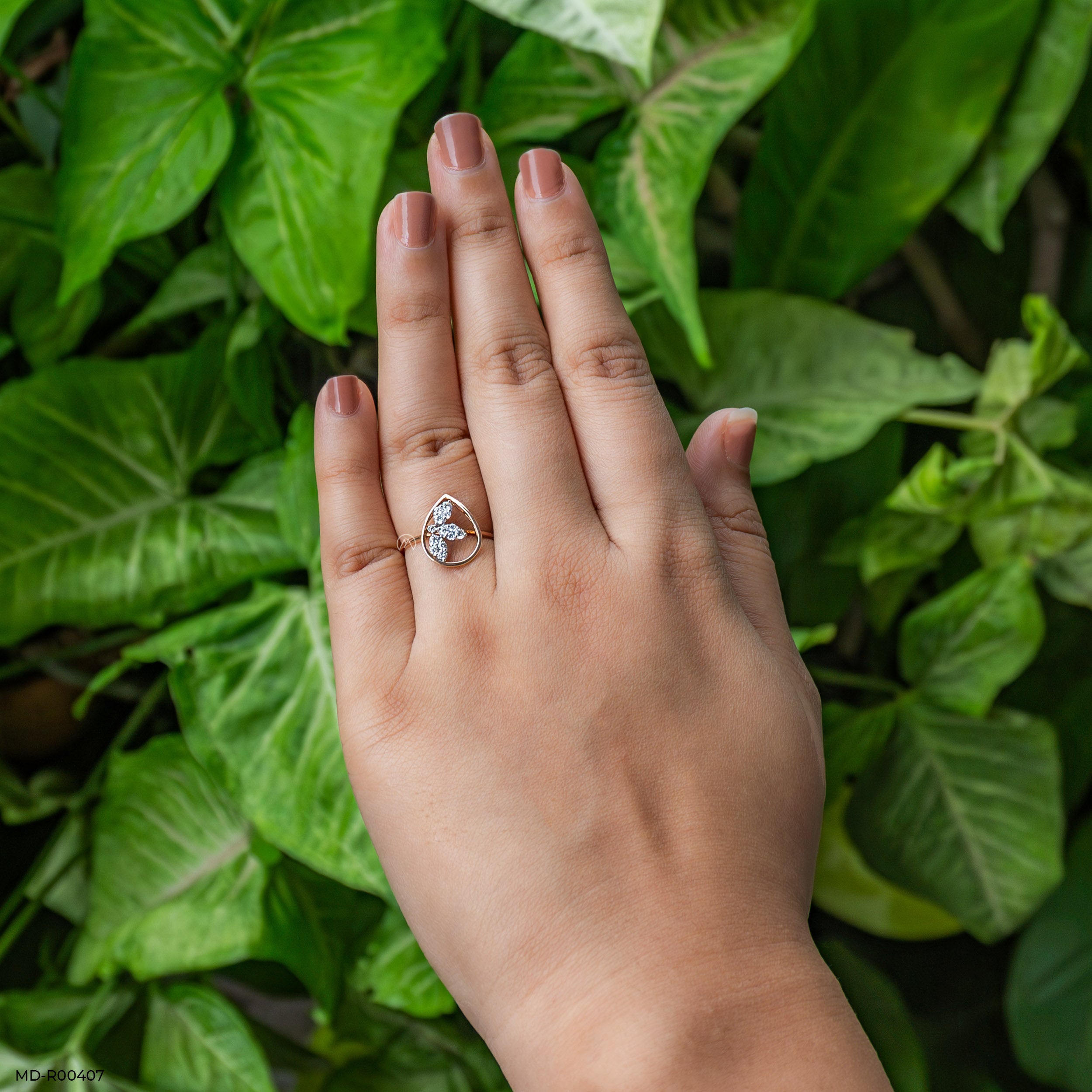 0.25 Carat Sleek Flora Lab Diamond Rings 14K Rose Gold