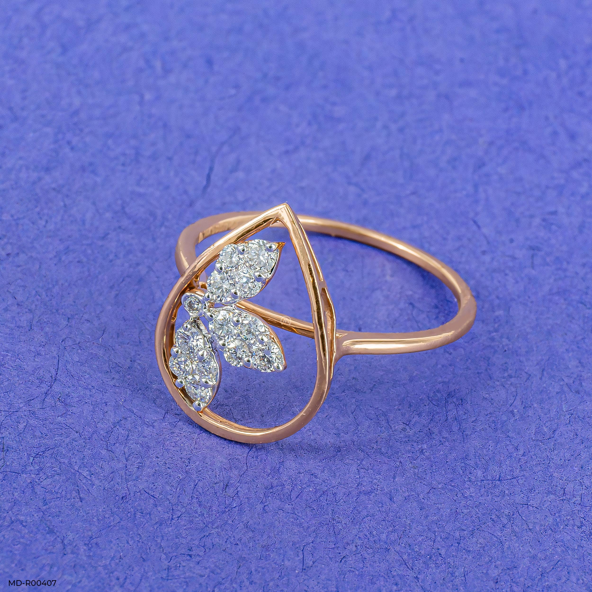 0.25 Carat Sleek Flora Lab Diamond Rings 14K Rose Gold