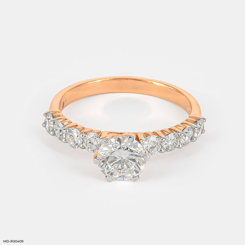 1 Carat Round Solitaire Diamond Ring 9K Rose Gold