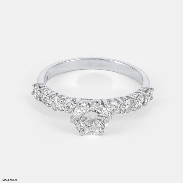 1 Carat Solitaire Diamond Studded Rings 14K White Gold