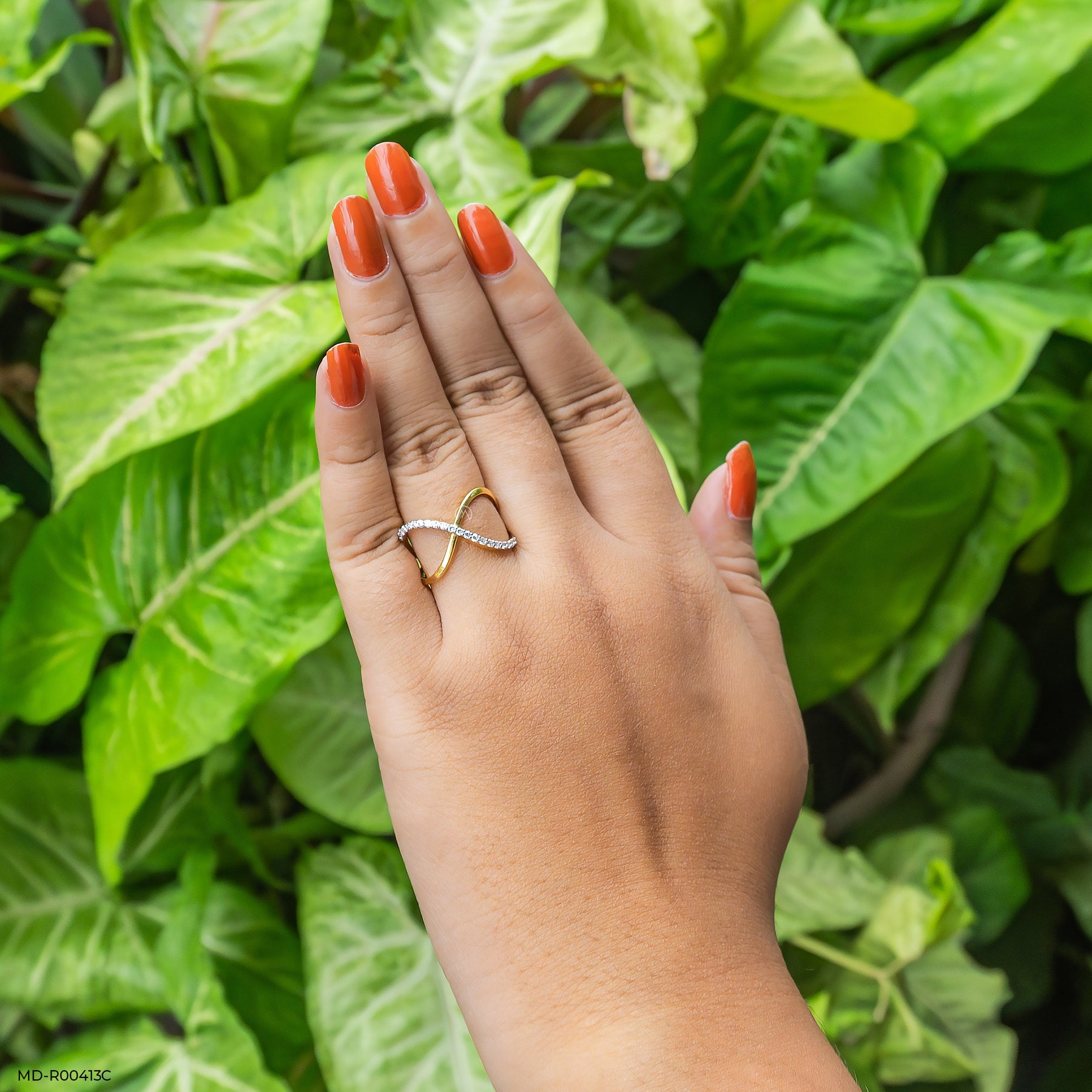 0.20 Carat Infinity Kiss Lab Diamond Crossover Ring 14K Yellow Gold