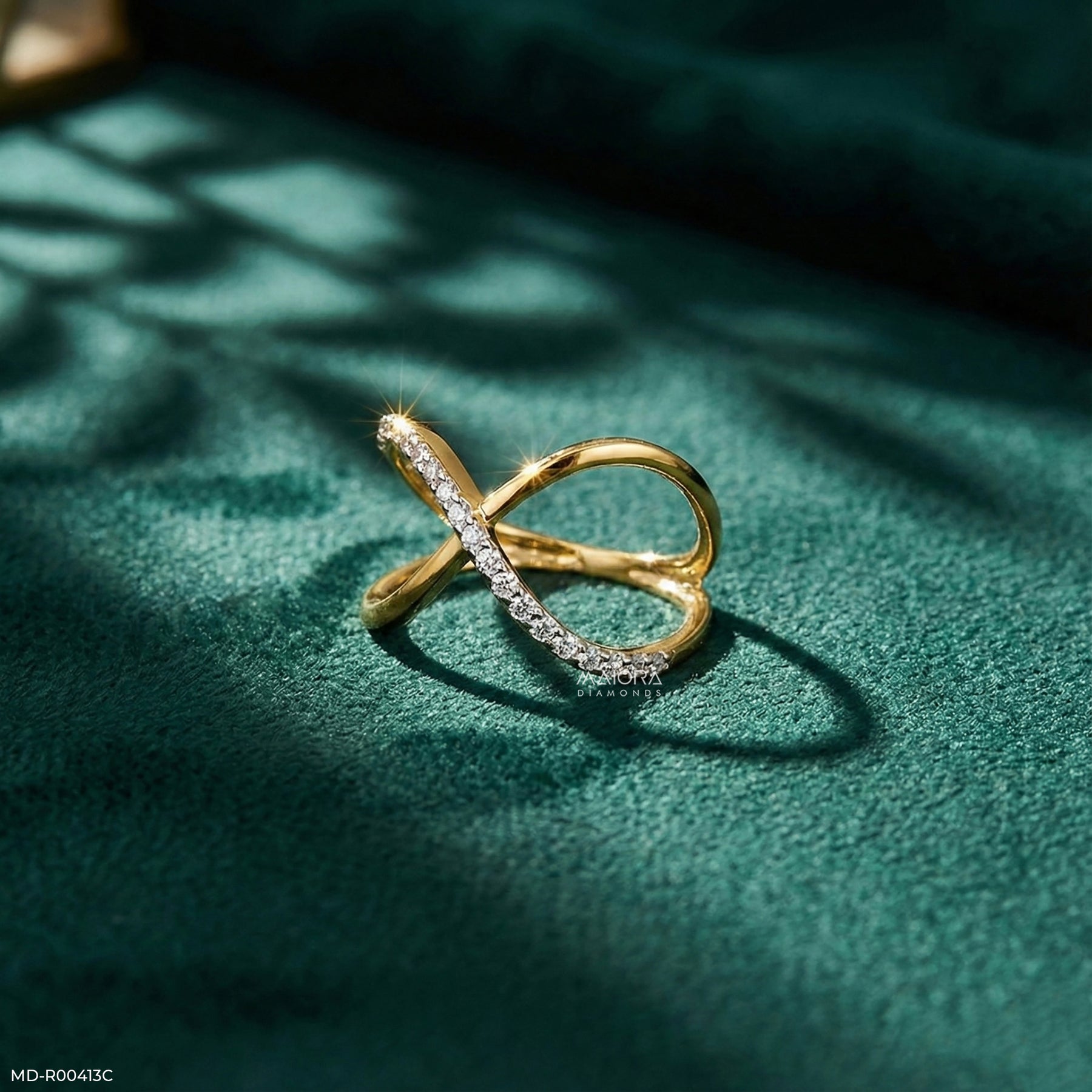 0.20 Carat Infinity Kiss Lab Diamond Crossover Ring 14K Yellow Gold