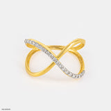 Fancy Wave Diamond Ring 14K Yellow Gold