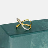 Fancy Wave Diamond Ring 14K Yellow Gold