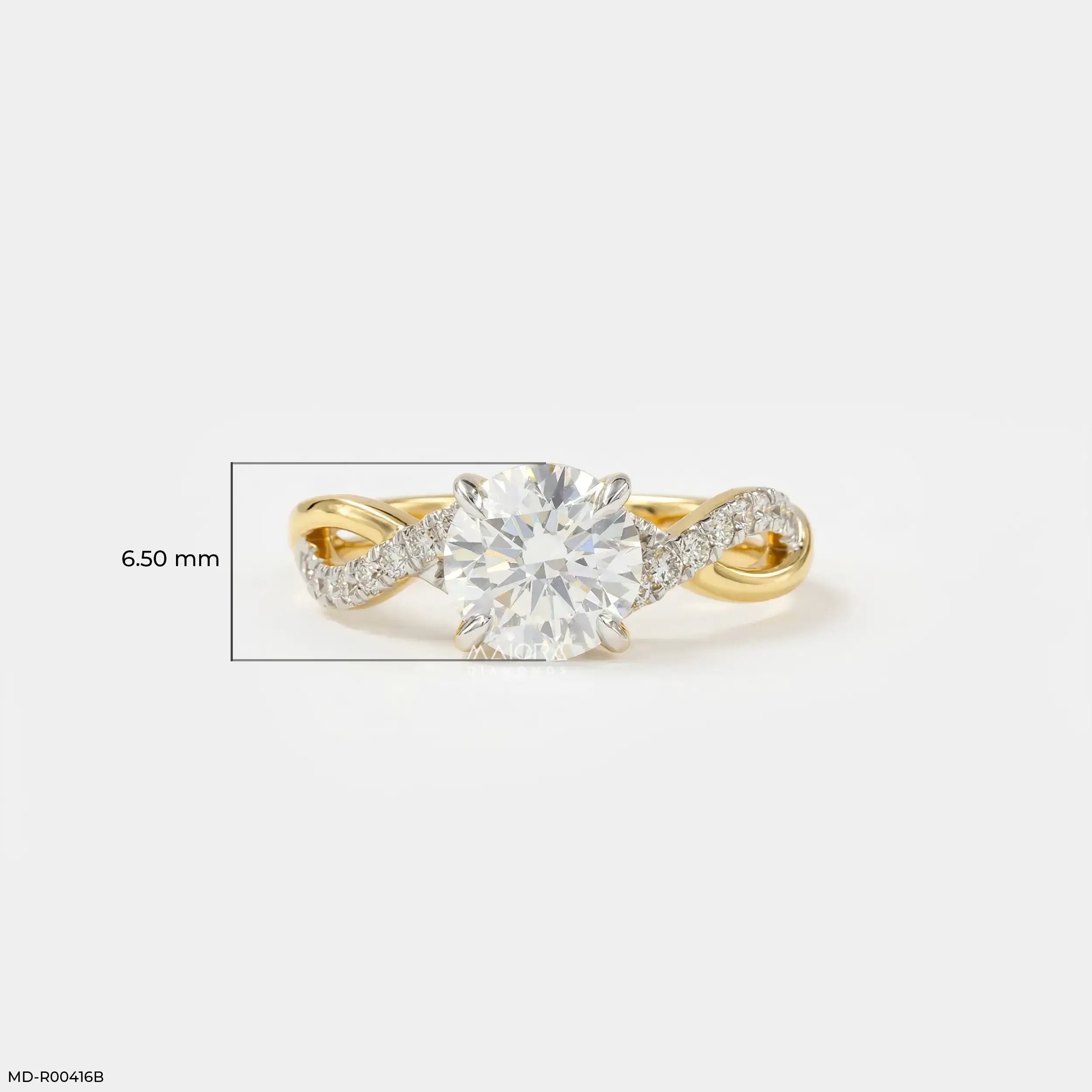 1.25 Carat Criss Cross Solitaire Lab Diamond Ring 14K Yellow Gold