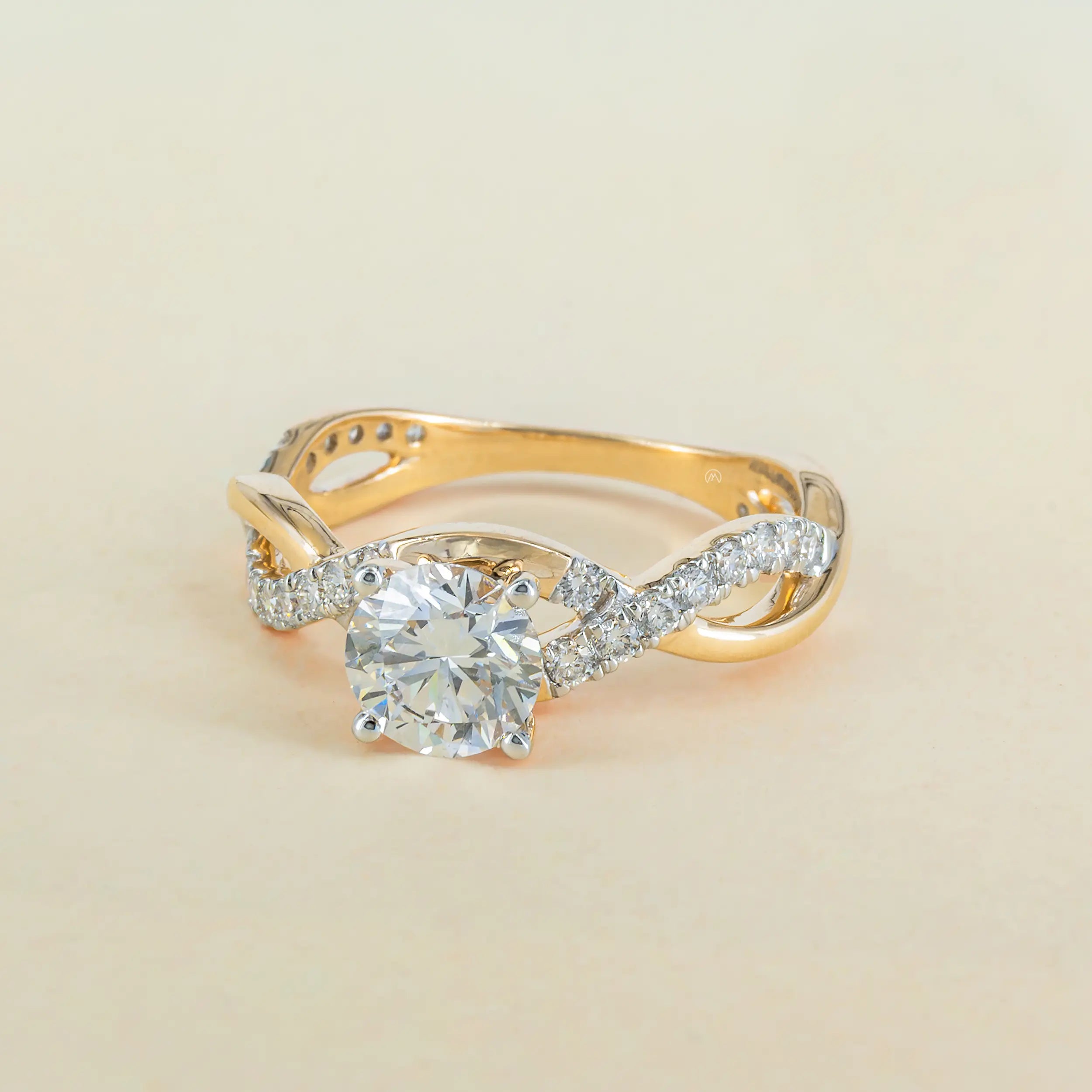 1.25 Carat Criss Cross Solitaire Lab Diamond Ring