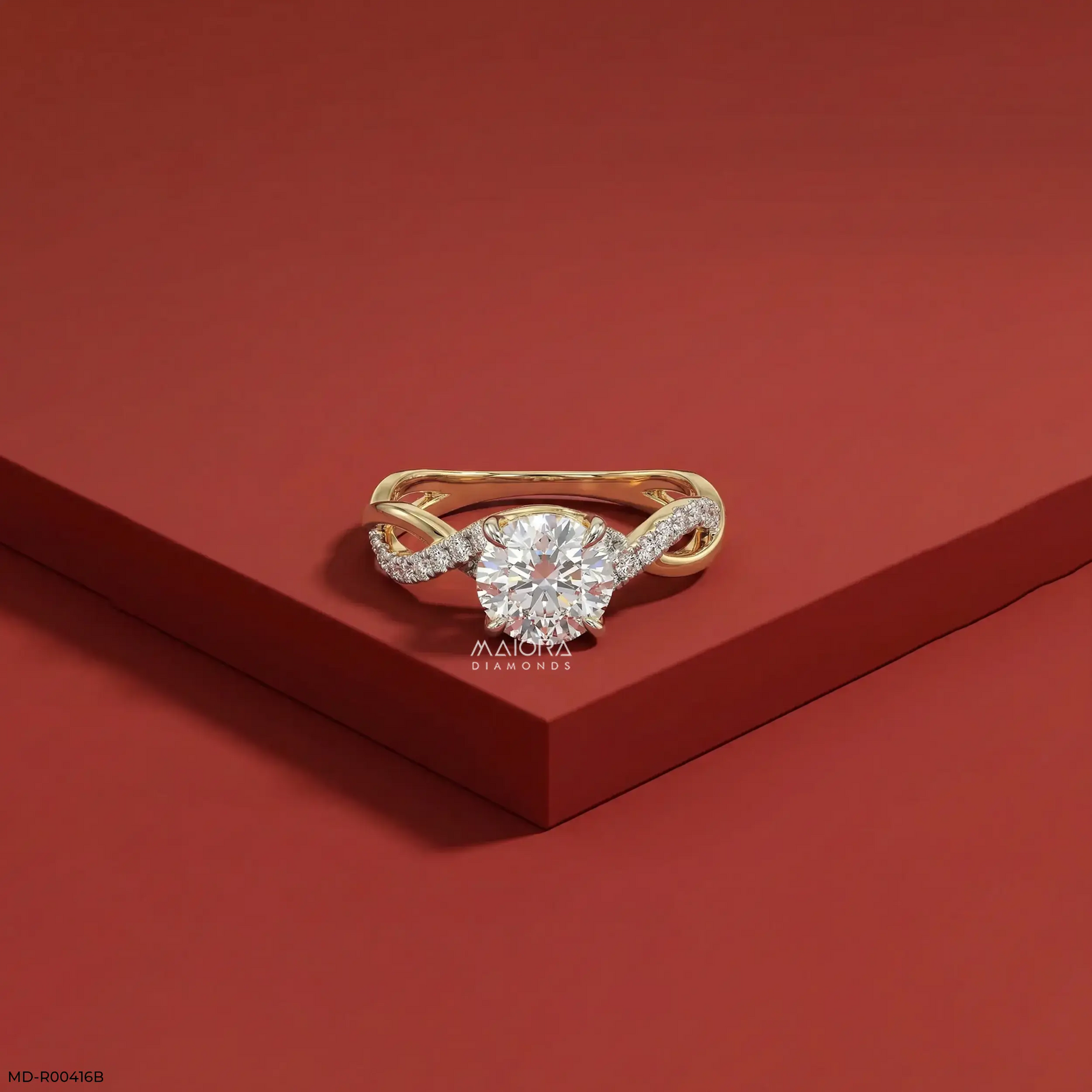 1.25 Carat Criss Cross Solitaire Lab Diamond Ring 14K Yellow Gold