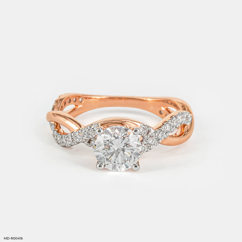 Criss Cross Solitaire Diamond Ring14K Yellow Gold