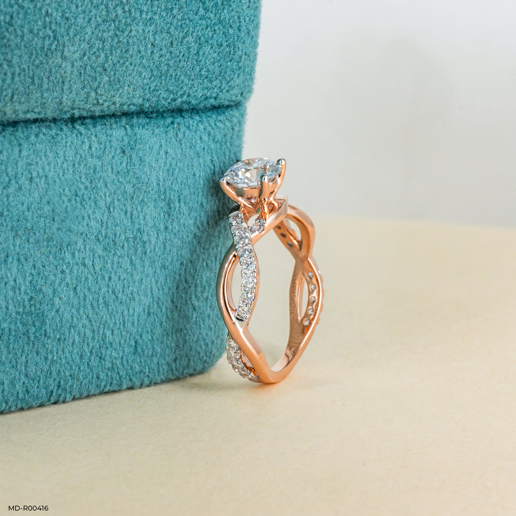 Criss Cross Solitaire Diamond Ring 14K Yellow Gold