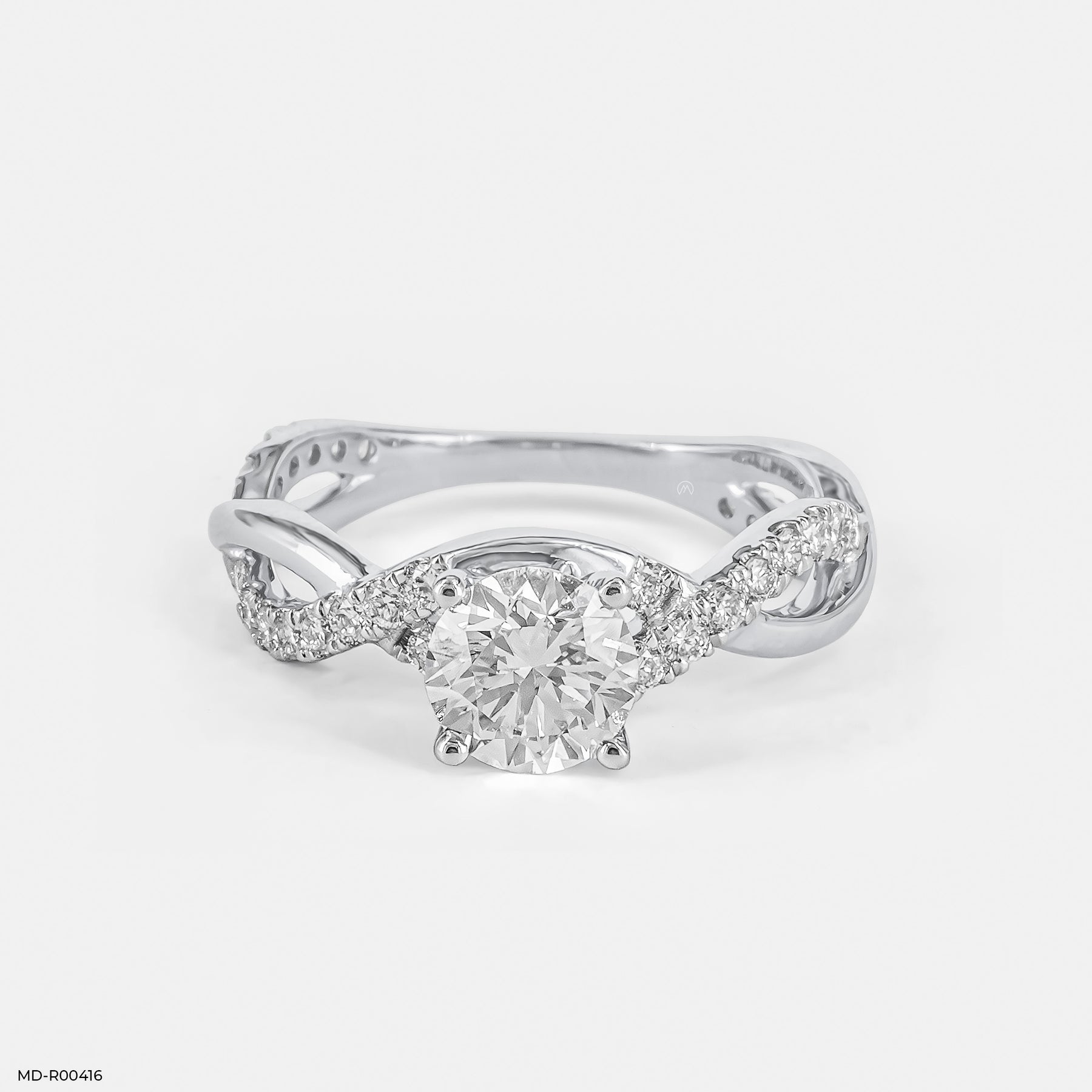 Criss Cross Solitaire Diamond Ring 14K Yellow Gold