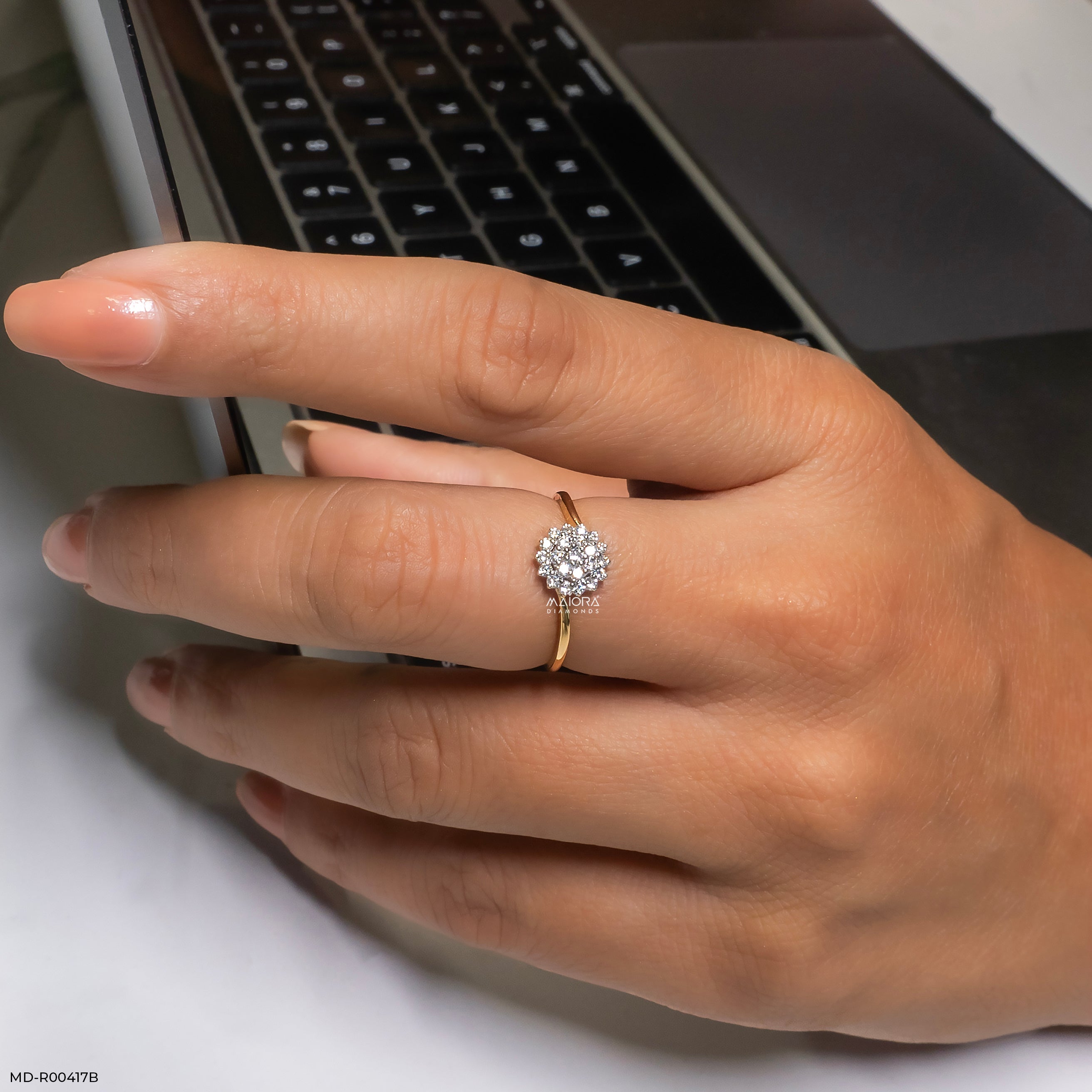 0.20 Carat Blossom Lab Diamond ring 14K Yellow Gold
