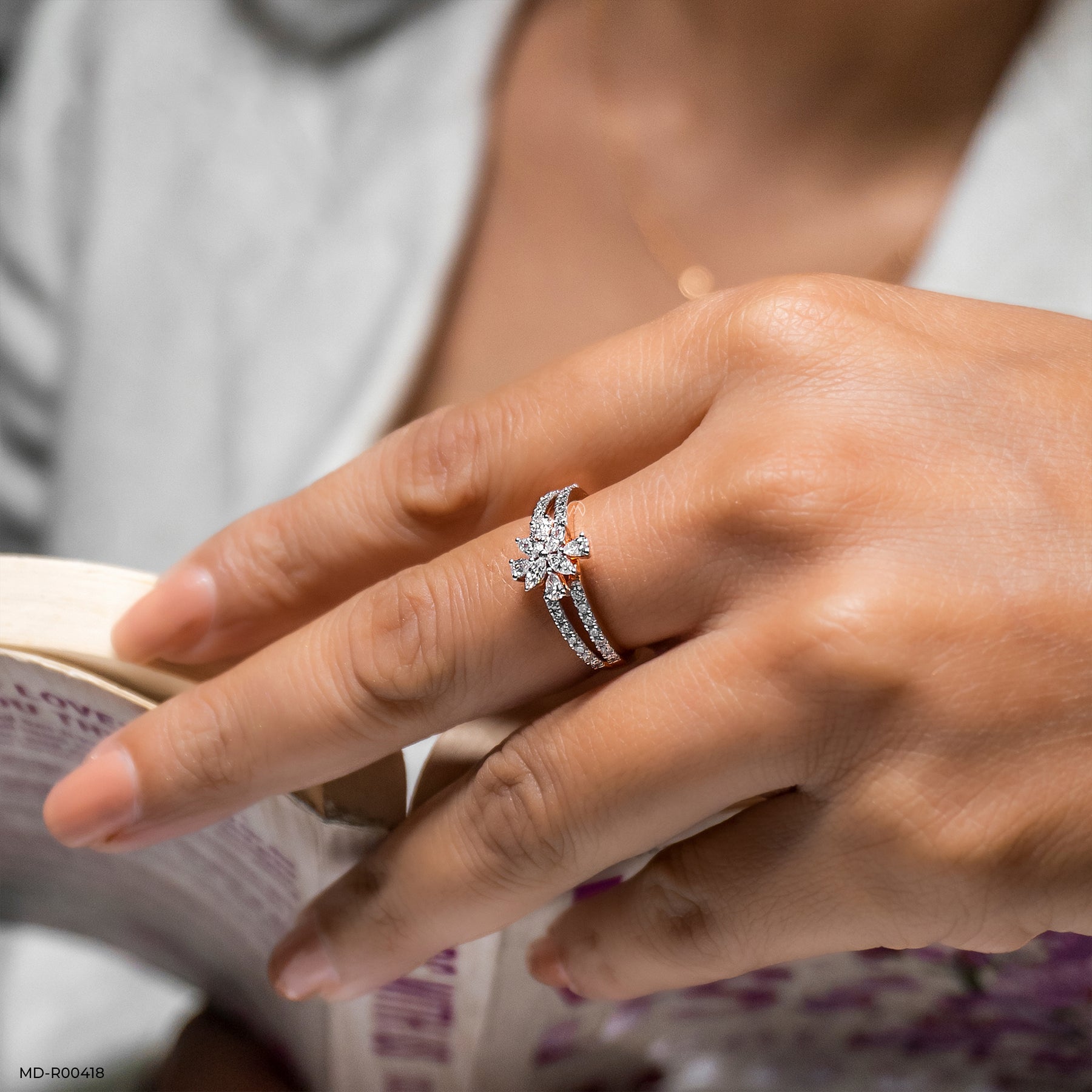 0.65 Carat Blazing Starburst Lab Diamond Ring 14K Rose Gold