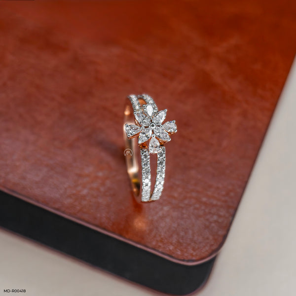 Blazing Starburst Lab Diamond Ring 14K Rose Gold