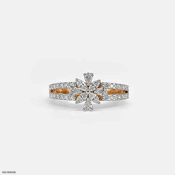 Blazing Starburst Diamond Rings 14K Rose Gold