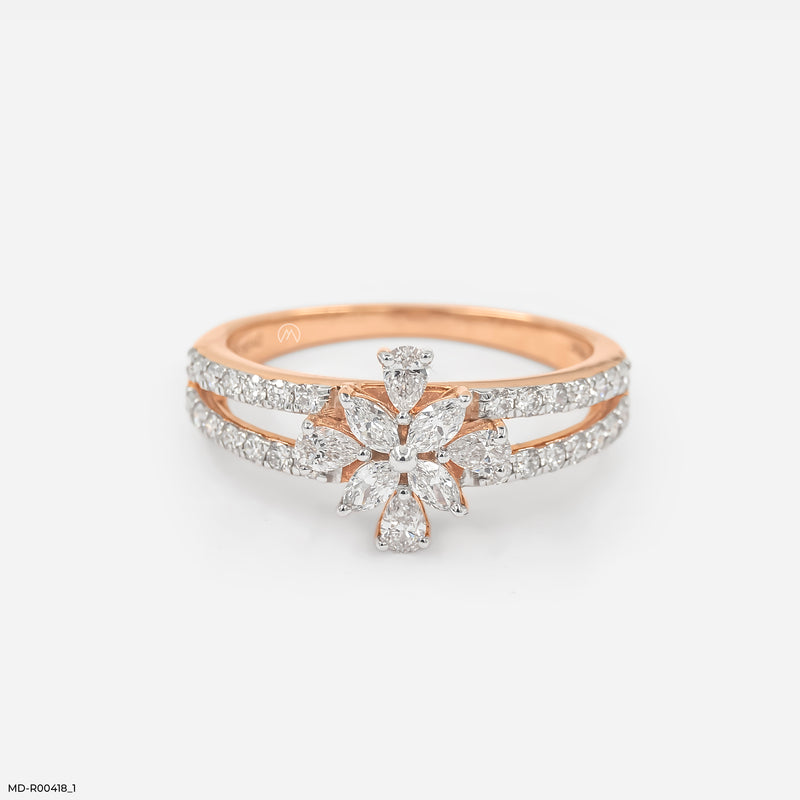 Blazing Starburst Lab Diamond Ring 14K Rose Gold