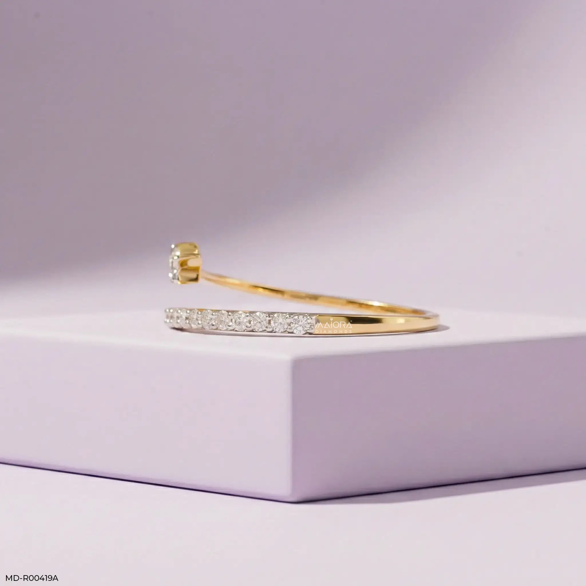 0.20 Carat Star Lab Diamond Open Band Ring 9K Yellow Gold
