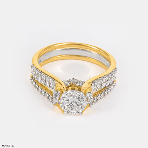1 Carat Round Regal Diamond Ring 14K Yellow Gold