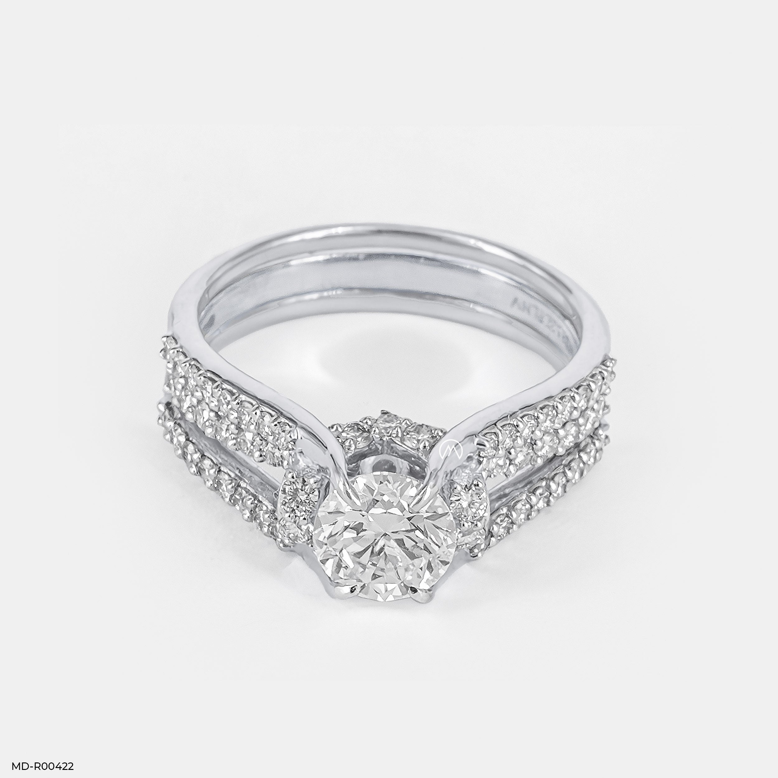 1 Carat Round Regal Diamond Ring 14K White Gold