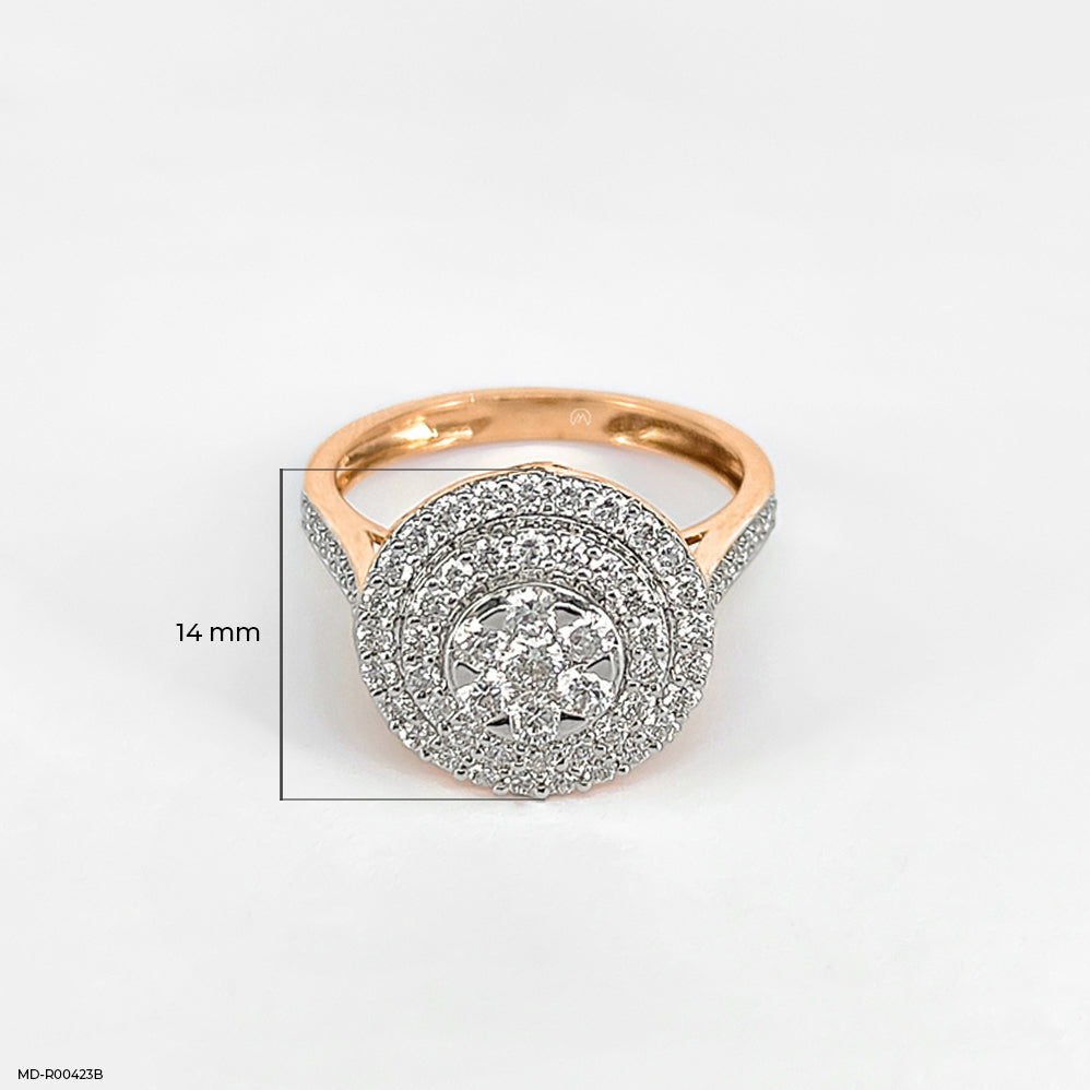 0.75 Carat Sunburst Halo Cluster Lab Diamond Ring