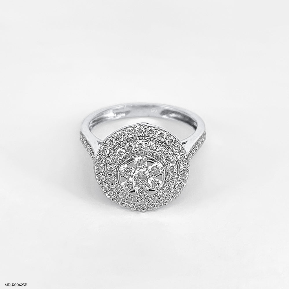 0.75 Carat Sunburst Halo Cluster Lab Diamond Ring