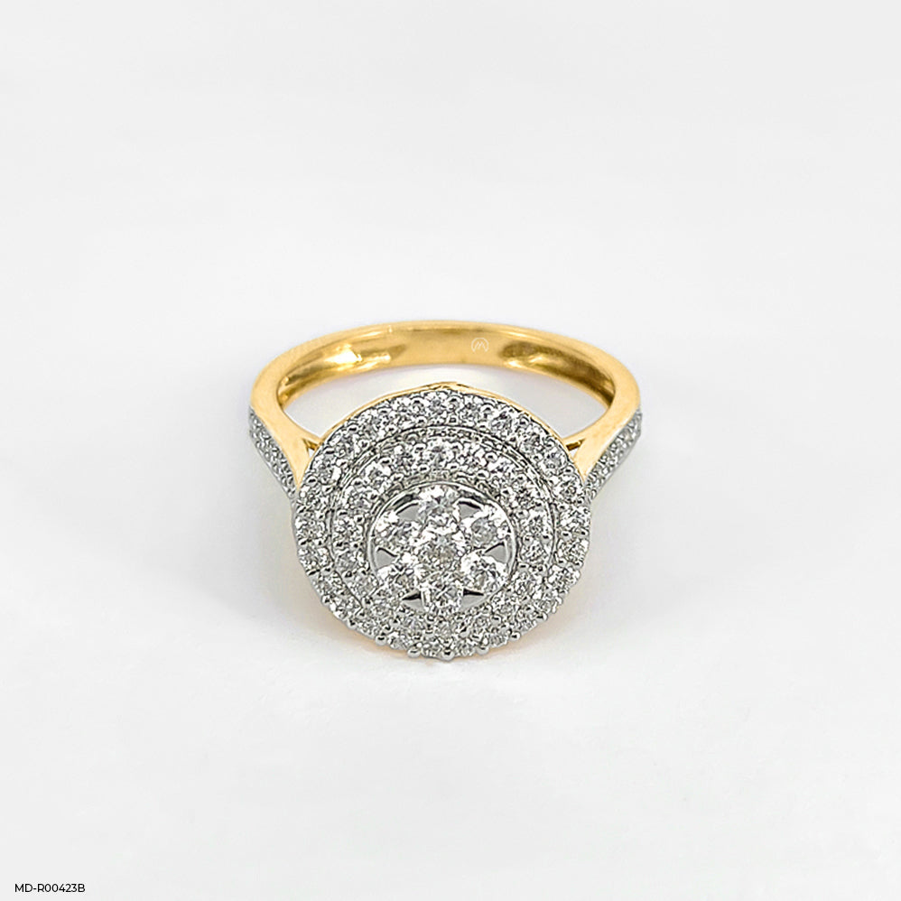 0.75 Carat Sunburst Halo Cluster Lab Diamond Ring