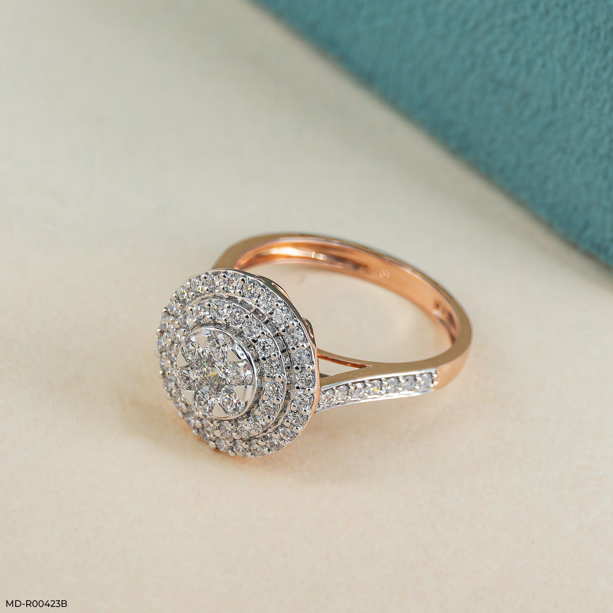 0.75 Carat Sunburst Halo Cluster Lab Diamond Ring