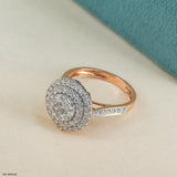 The Sunburst Halo Cluster Lab Diamond Ring 14K Rose Gold