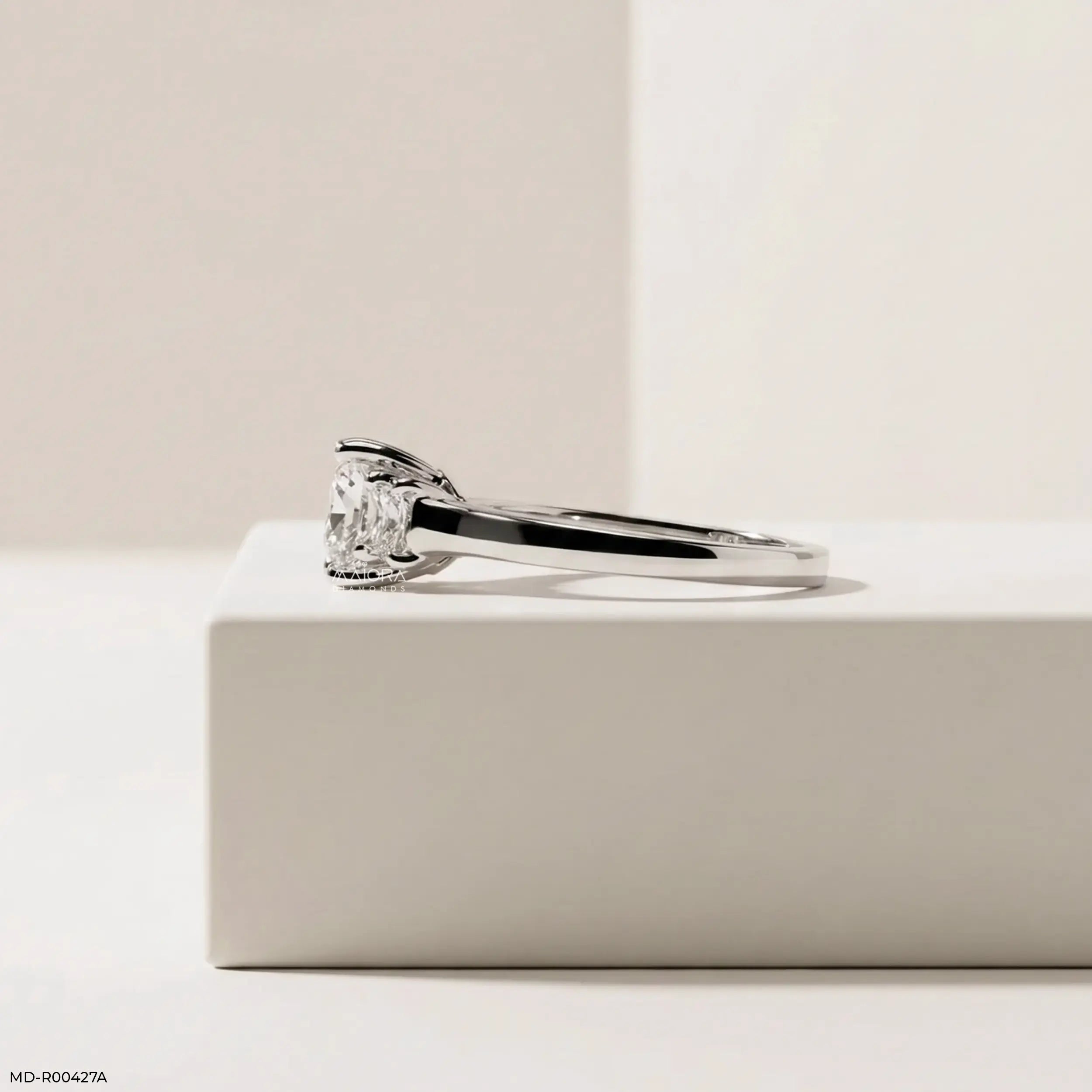 0.95 Carat Princess Three Stone Ring
