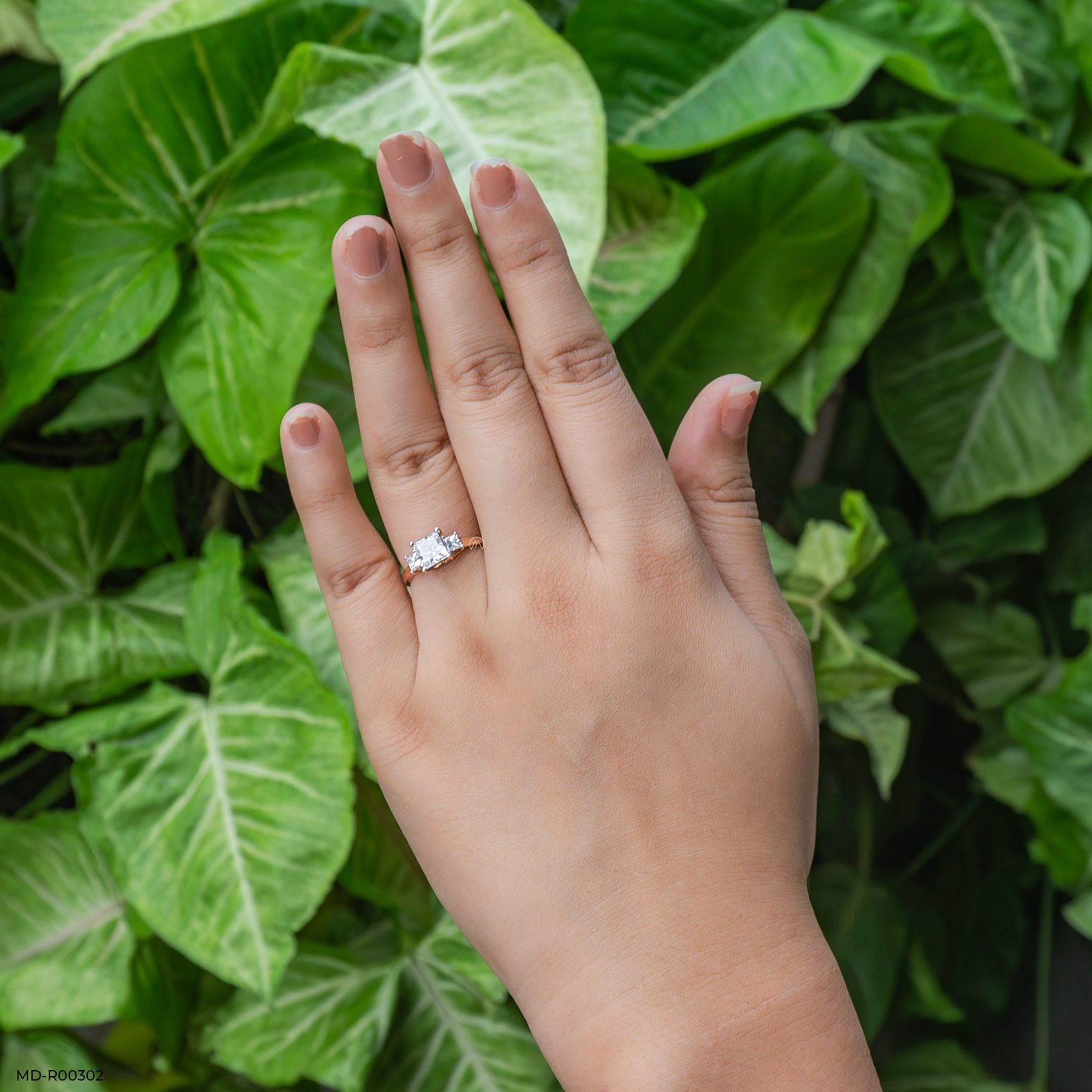 Princess Three Stone Ring 9K Rose Gold