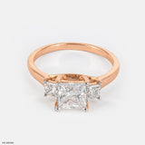 Princess Three Stone Ring 18K White Gold