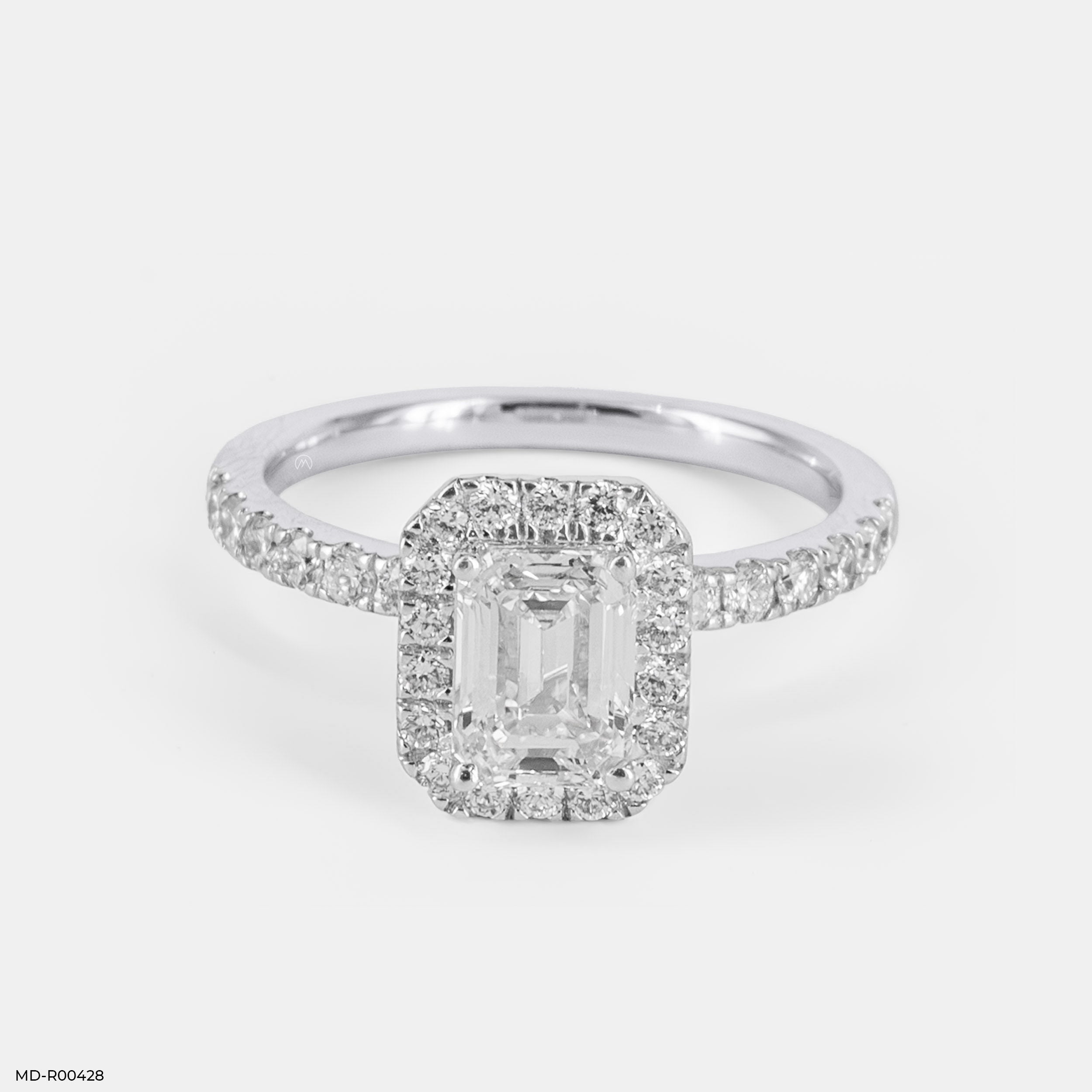 1 Carat Classic Solitaire Emerald Rings 14K White Gold